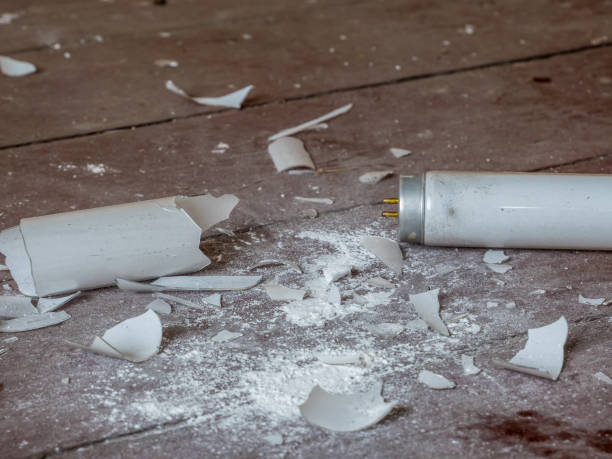 istock Caution mercury vapor with broken fluorescent tube 1094005938
