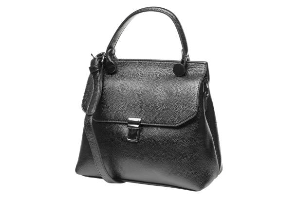 istock black leather leather women bag, on a white background, isolate 1094007696