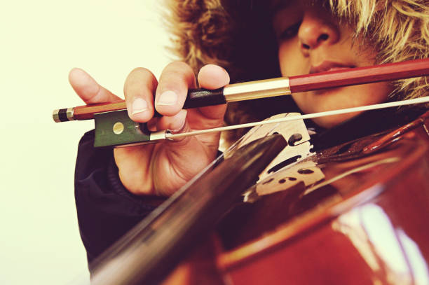 istock Horizontal capture of a boy playing the stringed and bowed musical instrument, the violin 1094007986