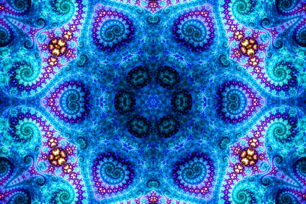 mroźny wir mandala - kaleidoscope fractal psychedelic abstract zdjęcia i obrazy z banku zdjęć