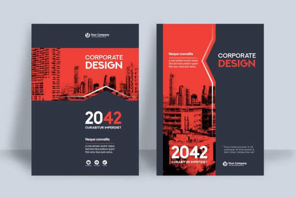 corporate book cover design-vorlage im a4 - handzettel stock-grafiken, -clipart, -cartoons und -symbole