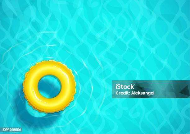 Swimming Pool With Rubber Ring For Swim Sea Water Ocean Surface Wave Stock Illustration - Download Image Now