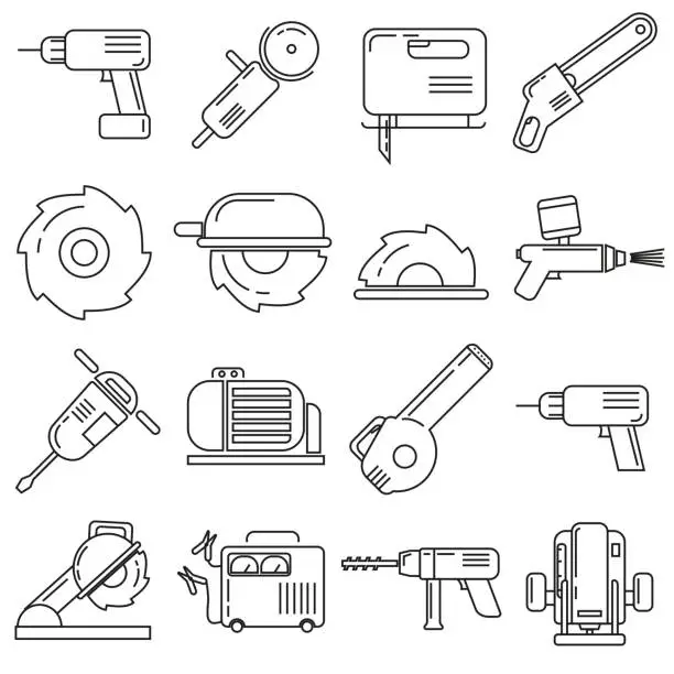 Vector illustration of Icons on the theme of construction supplies, on a white background