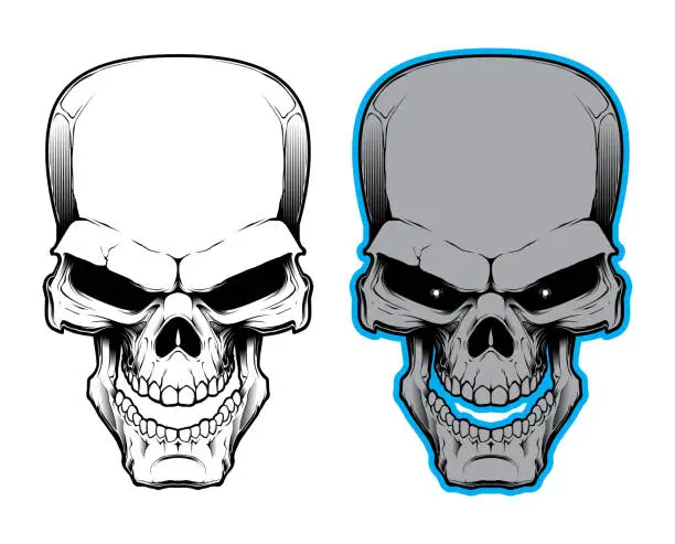 Vector illustration of Angry skull