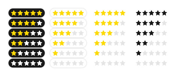 Rating stars badges. Feedback or Rating. Rank, level of satisfaction rating. Five stars customer product rating review. 5 star rating icon. Vector illustration. Rating stars badges. Feedback or Rating. Rank, level of satisfaction rating. Five stars customer product rating review.Vector illustration celebrity endorsements stock illustrations