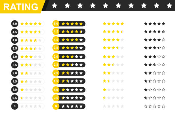 Rating stars badges. Feedback or Rating. Rank, level of satisfaction rating. Five stars customer product rating review. 5 star rating icon. Vector illustration. Rating stars badges. Feedback or Rating. Rank, level of satisfaction rating. Five stars customer product rating review.Vector illustration celebrities stock illustrations