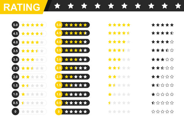 Rating stars badges. Feedback or Rating. Rank, level of satisfaction rating. Five stars customer product rating review. 5 star rating icon. Vector illustration. Rating stars badges. Feedback or Rating. Rank, level of satisfaction rating. Five stars customer product rating review.Vector illustration celebrity endorsements stock illustrations