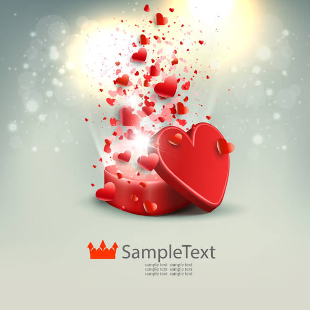 istock Light composition with a red box, a lot of hearts and glitter, 1094045618