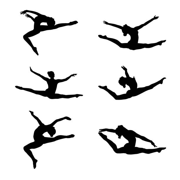 set group gimnastyka artystyczna - the splits stock illustrations