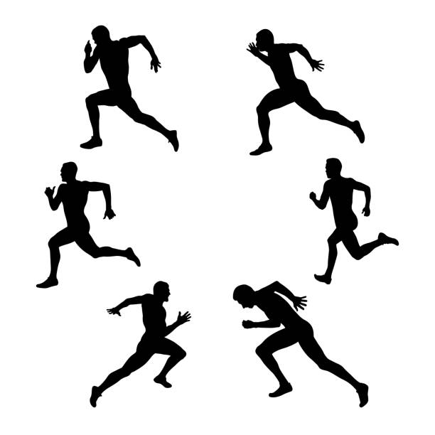 gruppe sport leichtathletik gesetzt - 100 meter stock-grafiken, -clipart, -cartoons und -symbole