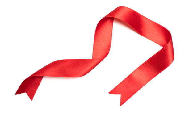 istock Red ribbon border isolated on white background 1094056940