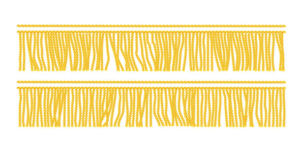 złota frędzla. bezszwowy element dekoracyjny. granica tekstylna. - fringe stock illustrations