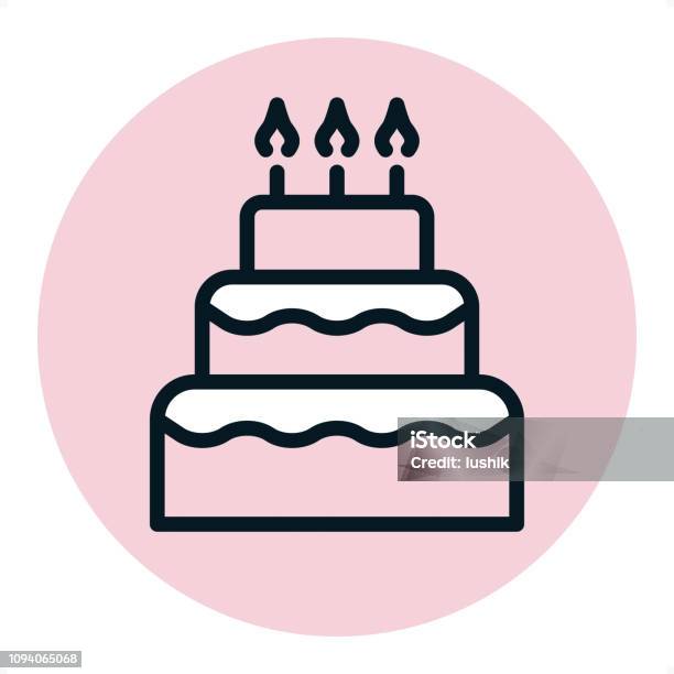 Celebration Cake Pixel Perfect Single Line Icon Stock Illustration - Download Image Now - Candle, Sweet Pie, Bakery