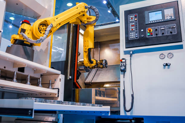 istock Robotic Arm modern industrial technology. Automated production cell. 1094069988