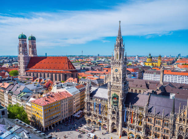 Panorama Munich city centre Panorama Munich city centre munich cathedral photos stock pictures, royalty-free photos & images