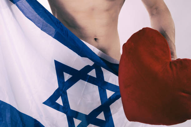 istock Flag of Israel. Attractive man. White background. 1094077224