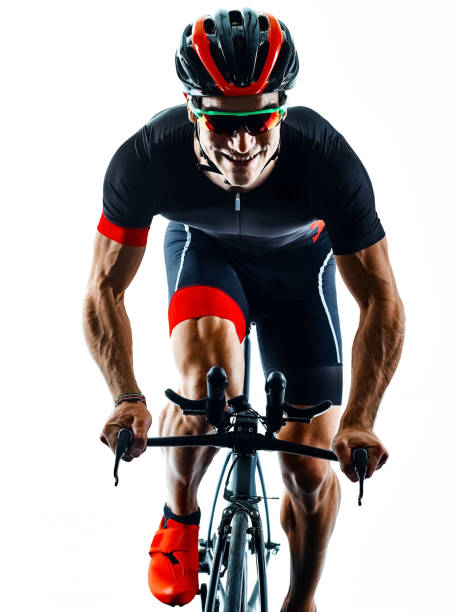 istock triathlete triathlon Cyclist cycling silhouette isolated white b 1094085154