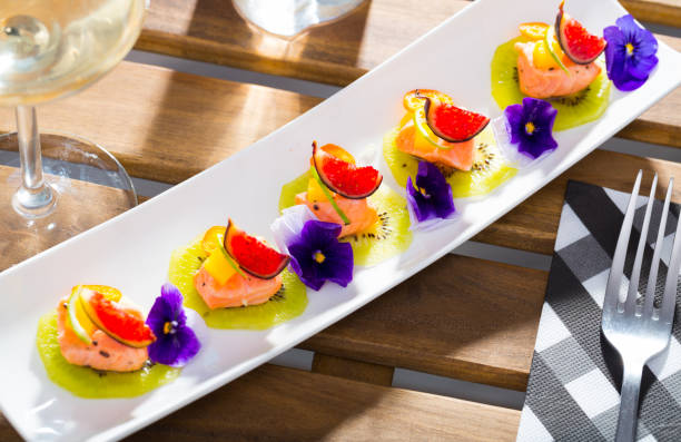 istock Ceviche of marinated salmon with kiwi, kumquat, figs 1094097262