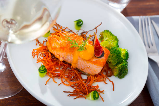 istock Delicious roasted salmon on smoked carrots 1094097274