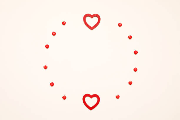 istock Creative mock up with red hearts for text. Valentine's day concept. Flat lay. 1094101360