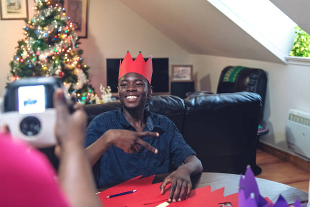African-american family celebrating Twelfth night