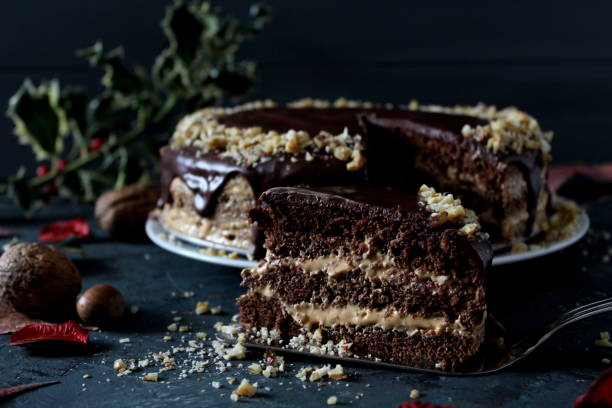 istock Homemade chocolate cake with walnuts and cream. 1094162760