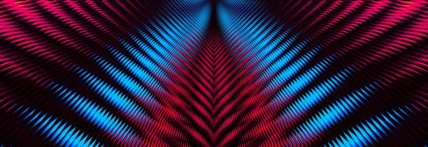 Glowing stripes and lines. Colorful geometric background. Beautiful abstract graphics. stock photo