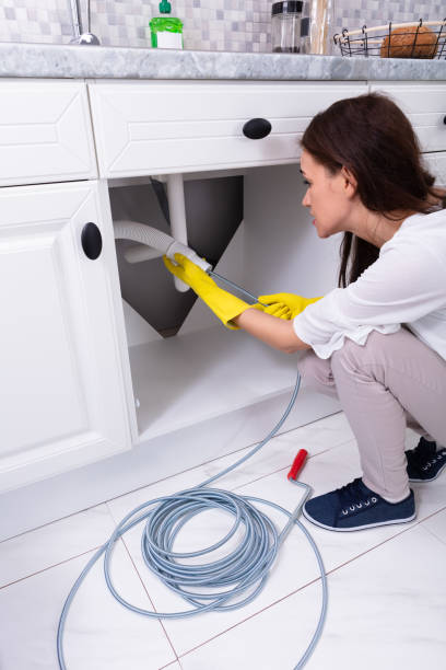 istock Woman Cleaning Clogged Sink Pipe 1094170764