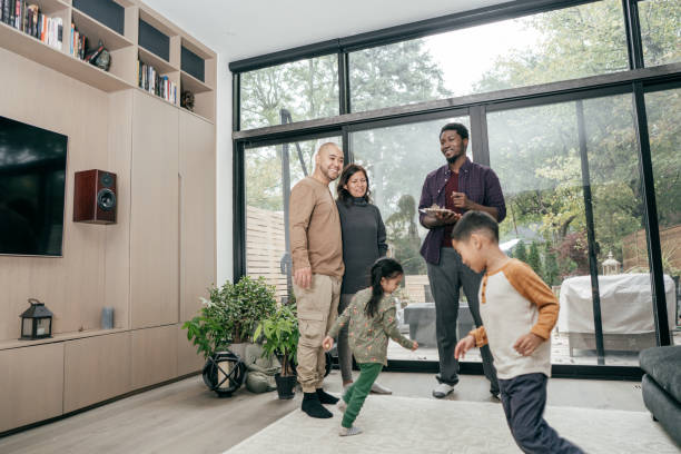 Multiracial family getting home consultation