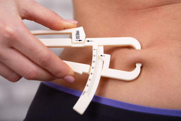 istock Woman Measuring Her Body Fat With Caliper 1094181546