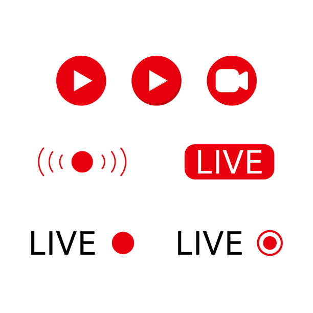 Live stream logo Live stream logo . Online broadcasting icons set live stock illustrations