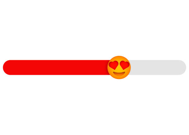 Love level slider . Feedback emotions poll Love level slider . Feedback emotions poll . Stories social activity scale positive negative slide stock illustrations