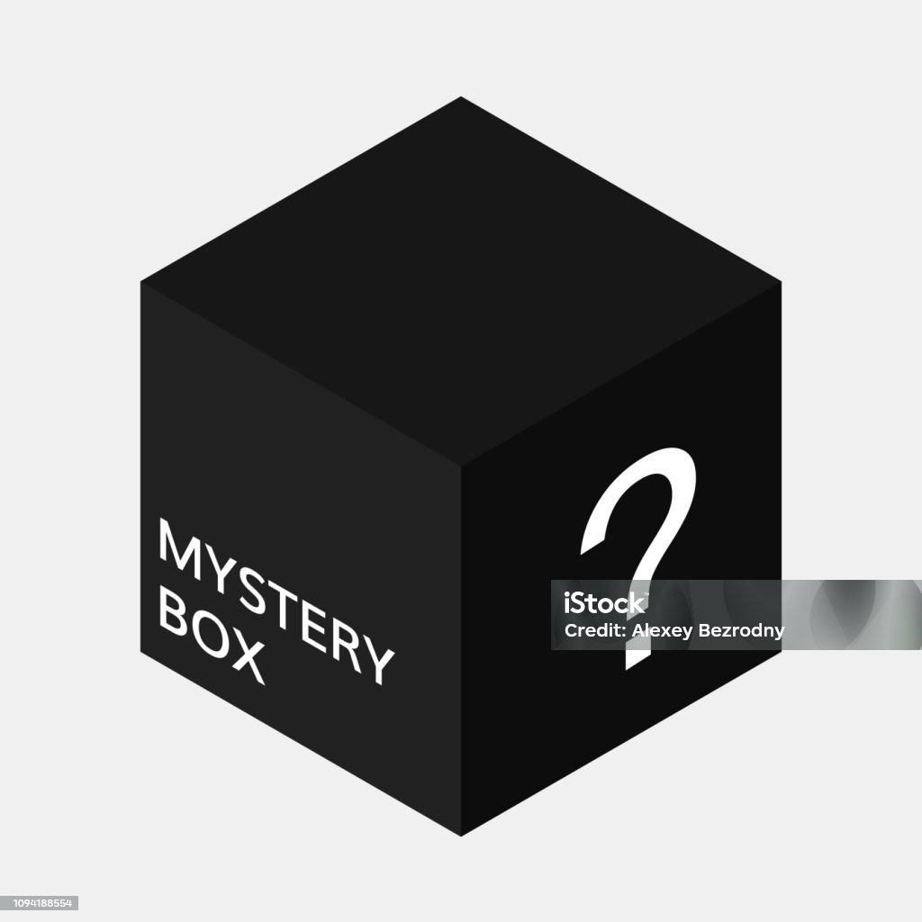 Mystery box icon Mystery box icon . Pandora treasure surprise box Box - Container stock vector