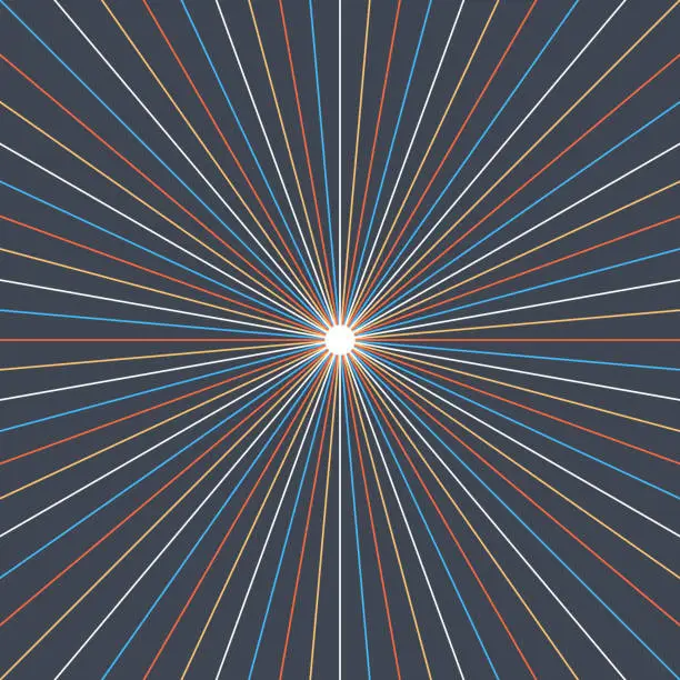 Vector illustration of Abstract sunburst or sunbeams blank background in flat thin style. Empty retro vintage backdrop in square format. Design graphic element is saved as a vector illustration