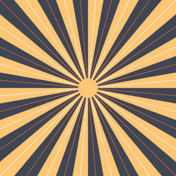 Vector illustration of Abstract sunburst or sunbeams blank background. Empty retro vintage backdrop in square format. Design graphic element is saved as a vector illustration