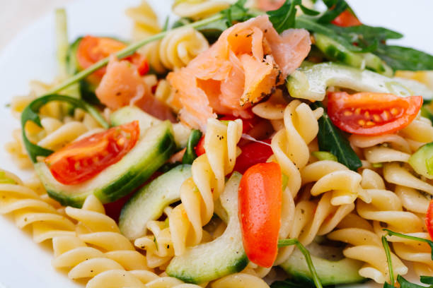istock Salad with smoked salmon and pasta 1094198012