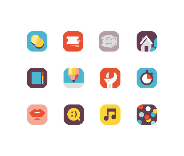 Flat fake app icon series 2 vector art illustration