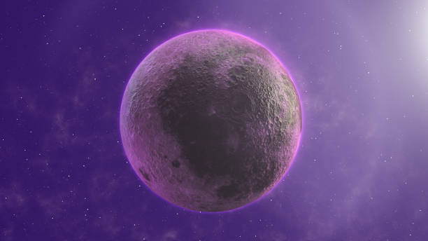 Pink Moon, Moon in Space 3D Illustration