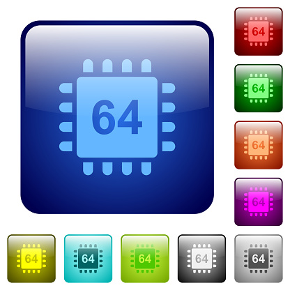 640bit Microcontroller Microprocessor 64 Bit Architecture Color Square Buttons Stock ...