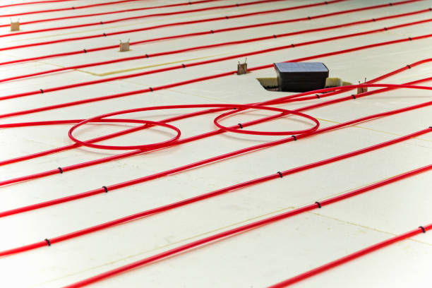 istock Water Heat Coils Installed Over Styrofoam Insulation for Radiant Floor Heating System 1094223610