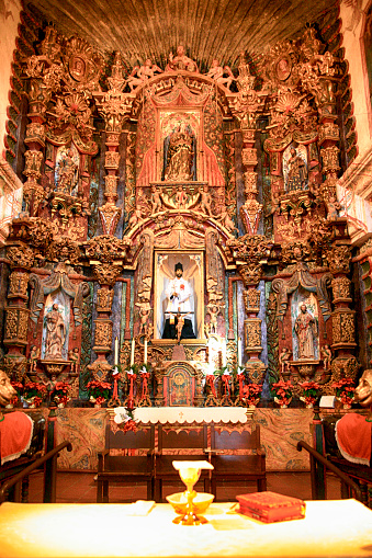 At the high Alta of the Mission Church of San Xavier del bac in Tucson, Arizona, USA