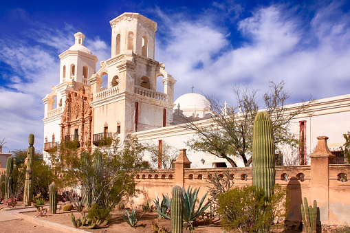 The Mission Church of San Xavier del bac in Tucson, Arizona, USA