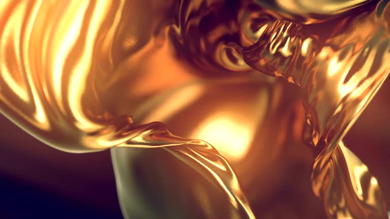 Gold Cloth abstract 3d rendering background. Computer generated flowing cloth animation