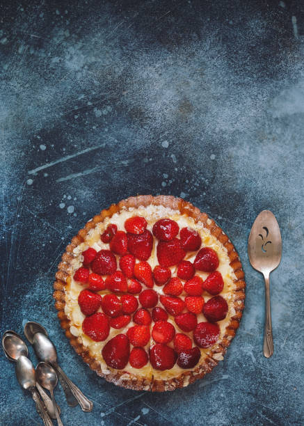 Strawberry Tart with Pastry Cream,   Seen From Above