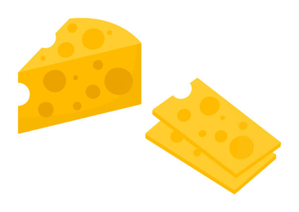 컬러 치즈 아이콘입니다. 치즈 슬라이서입니다. 벡터 일러스트 레이 션 - cheese stock illustrations