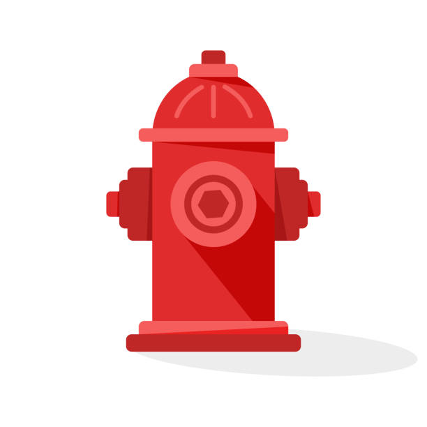 Red fire hydrant icon with shadow. Vector illustration Red fire hydrant icon with shadow. Vector illustration fire hydrant stock illustrations