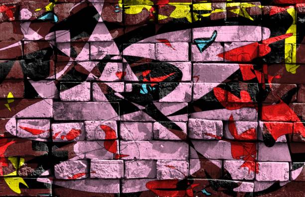istock Colorful surreal world. Virtual graffiti. Abstract image, drawn on a photo of a brick wall. 1094243336