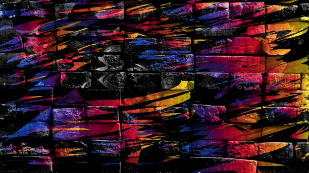 istock Colorful surreal world. Virtual graffiti. Abstract image, drawn on a photo of a brick wall. 1094243380