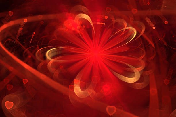 istock Abstract Red Gold Flower Heart Galaxy Pattern Valentine's, Sweetest Day Love Firework Exploding Neon Background Holiday Bright Fractal Fine Art 1094246450