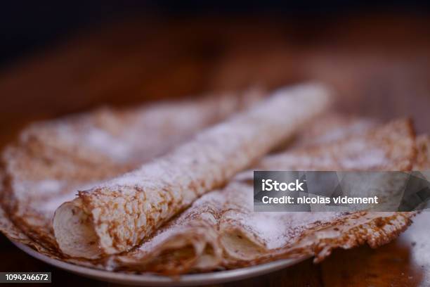 Sugar Pancake On A Candlestick Plate Stock Photo - Download Image Now - Backgrounds, Baked, Baked Pastry Item